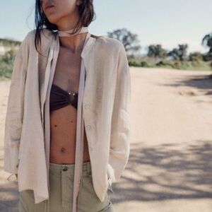 NWT ZARA ASYMMETRIC LINEN SHIRT